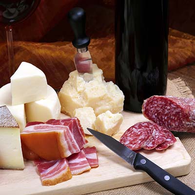 Bondegård med typiske produkter